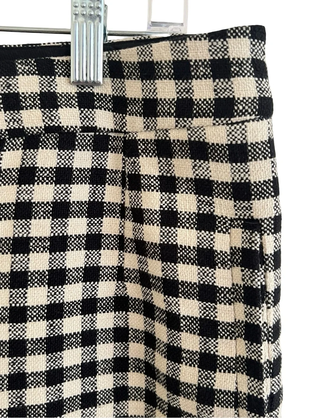 Sezane Martin Crop Trousers in Black and Ecru Gingham FR 44 / US 12